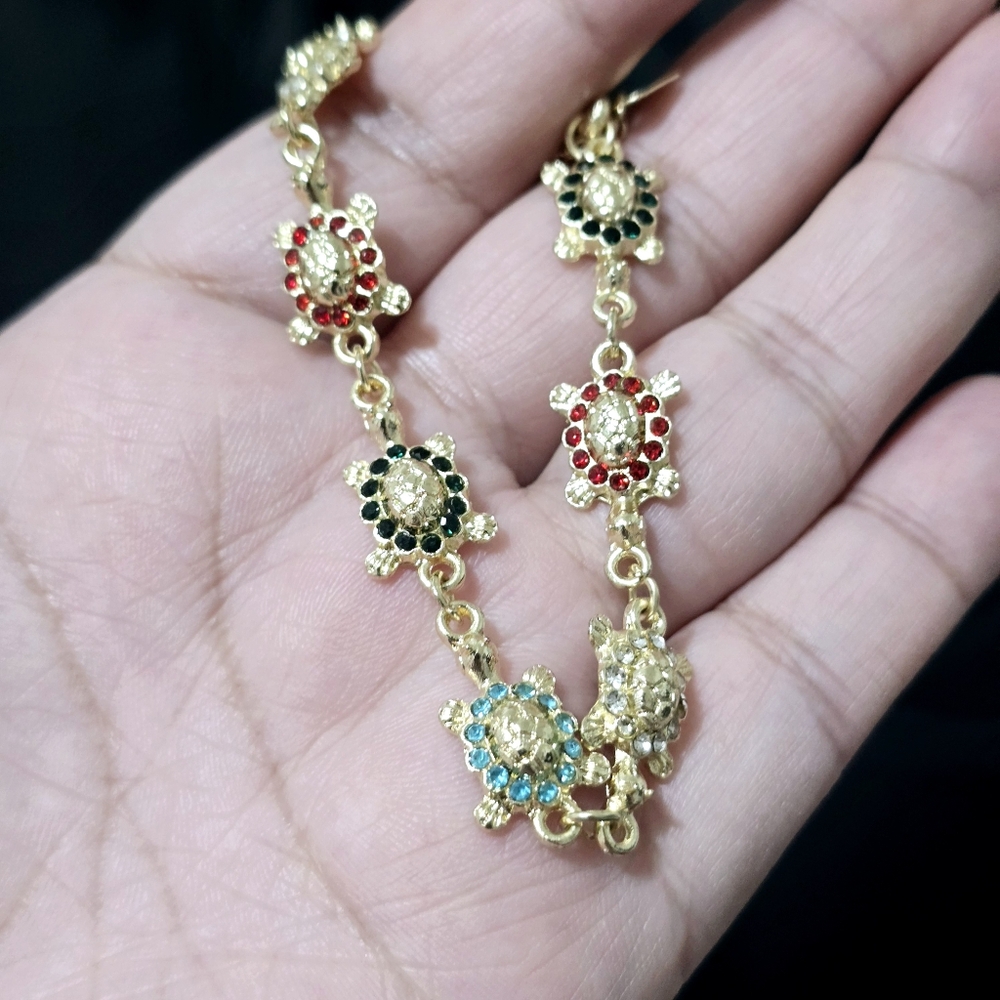 Turtle CZ and 14k gold plated bracelet